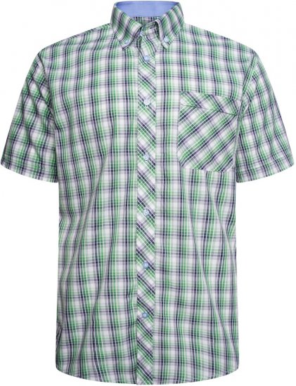 Kam Jeans 6311 Casual Check Short Sleeve Shirt Mint - Košele - Košele 2XL-10XL