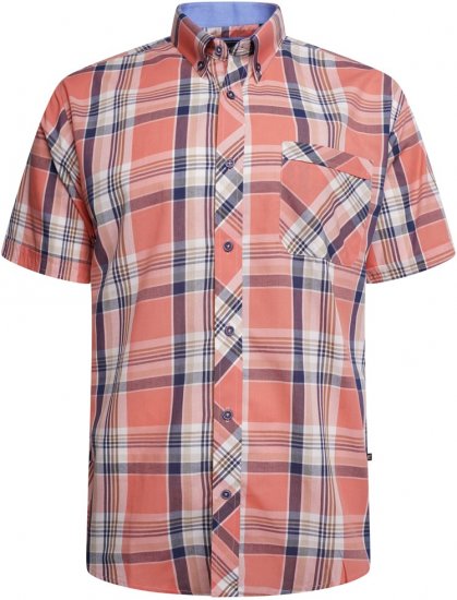 Kam Jeans 6312 Casual Check Short Sleeve Shirt Light Red - Košele - Košele 2XL-10XL