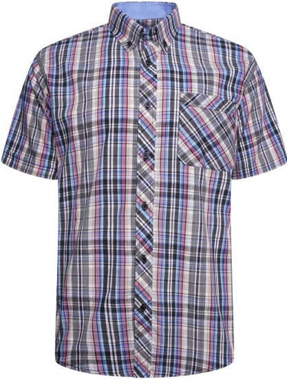 Kam Jeans 6313 Casual Check Short Sleeve Shirt Grey - Košele - Košele 2XL-10XL