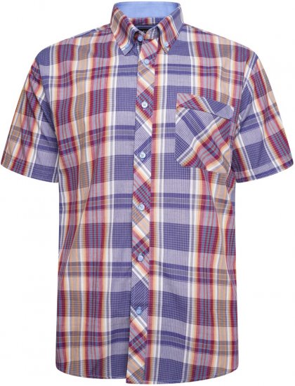 Kam Jeans 6314 Casual Check Short Sleeve Shirt Burgundy - Košele - Košele 2XL-10XL