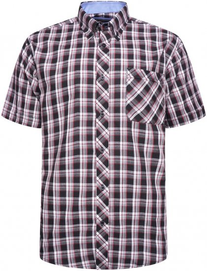 Kam Jeans 6316 Casual Check Short Sleeve Shirt Black - Košele - Košele 2XL-10XL