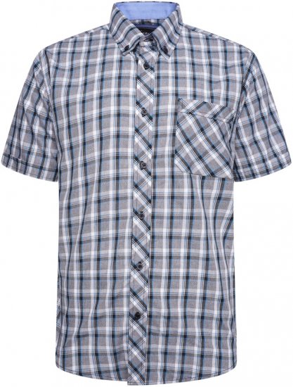 Kam Jeans 6316 Casual Check Short Sleeve Shirt Charcoal - Košele - Košele 2XL-10XL