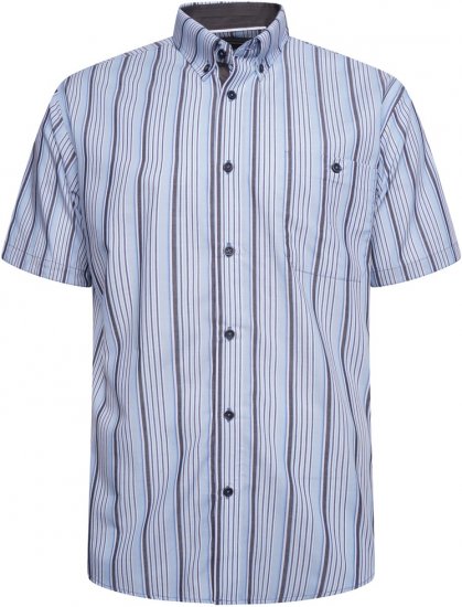 Kam Jeans 6320 Casual Stripe Short Sleeve Shirt Sky Blue - Košele - Košele 2XL-10XL