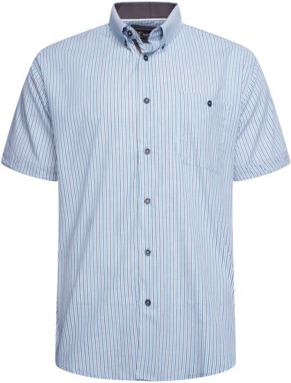 Kam Jeans 6321 Casual Stripe Short Sleeve Shirt Blue - Košele - Košele 2XL-10XL