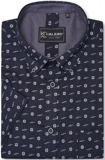 Kam Jeans 6325 Dobby Print Short Sleeve Shirt Black - Košele - Košele 2XL-10XL