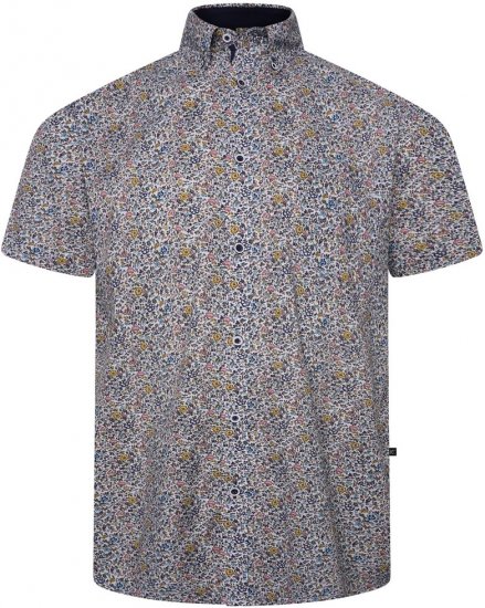 Kam Jeans 6329 Mini Floral Print Short Sleeve Shirt Grey - Košele - Košele 2XL-10XL