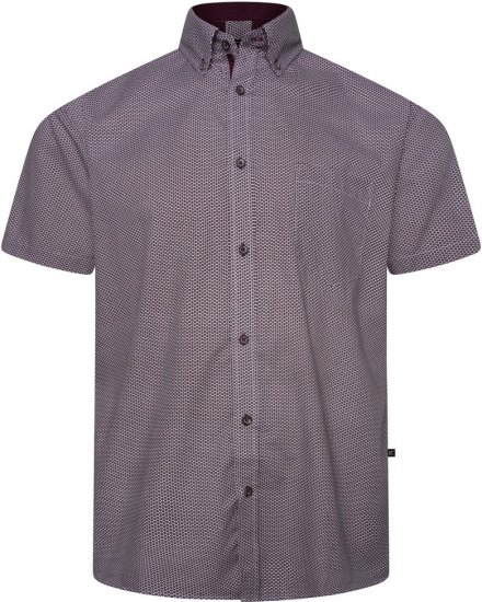 Kam Jeans 6332 AOP Dobby Print Shirt Burgundy - Košele - Košele 2XL-10XL
