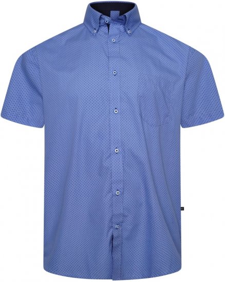 Kam Jeans 6333 AOP Dobby Print Shirt Blue - Košele - Košele 2XL-10XL
