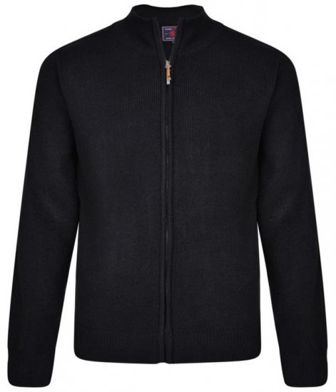 Kam Jeans 68 Casual Zip Thru Knitted Jumper Navy - Mikiny & mikiny bez kapucne - Mikiny & Mikiny s Kapucňou 2XL-12XL