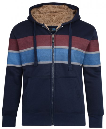 Kam Jeans 7007 Sherpa Lined Hoodie Navy - Mikiny & mikiny bez kapucne - Mikiny & Mikiny s Kapucňou 2XL-12XL