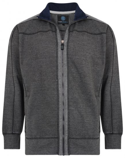Kam Jeans 7011 Full Zip Sweat Charcoal - Mikiny & mikiny bez kapucne - Mikiny & Mikiny s Kapucňou 2XL-12XL