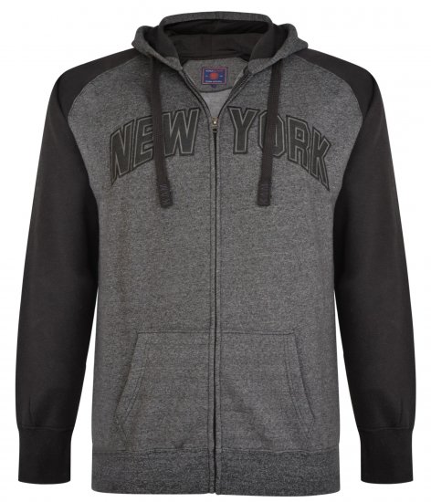 Kam Jeans Zip Thru Hoody Black - Mikiny & mikiny bez kapucne - Mikiny & Mikiny s Kapucňou 2XL-12XL