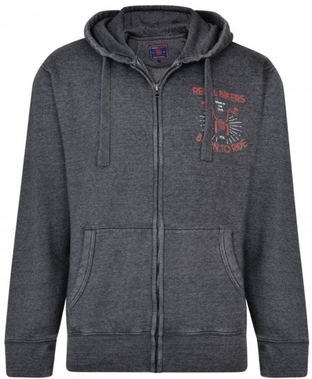 Kam Jeans 7023 Rebel Bikers Hoodie Charcoal - Mikiny & mikiny bez kapucne - Mikiny & Mikiny s Kapucňou 2XL-12XL