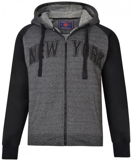 Kam Jeans 7026 New York Hoodie Black - Mikiny & mikiny bez kapucne - Mikiny & Mikiny s Kapucňou 2XL-12XL