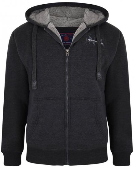 Kam Jeans 7038 Sherpa Lined Hoodie Charcoal - Mikiny & mikiny bez kapucne - Mikiny & Mikiny s Kapucňou 2XL-12XL