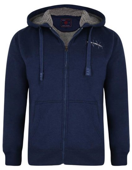 Kam Jeans 7038 Sherpa Lined Hoodie Indigo - Mikiny & mikiny bez kapucne - Mikiny & Mikiny s Kapucňou 2XL-12XL