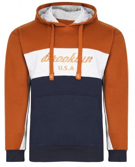 Kam Jeans 7046 Over Head Brooklyn Hoodie Orange - Mikiny & mikiny bez kapucne - Mikiny & Mikiny s Kapucňou 2XL-12XL