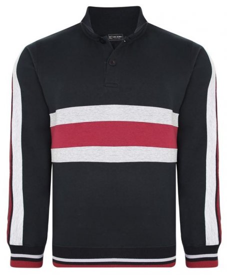 Kam Jeans 7047 Over Head Cut & Saw Sweat Top Black - Mikiny & mikiny bez kapucne - Mikiny & Mikiny s Kapucňou 2XL-12XL