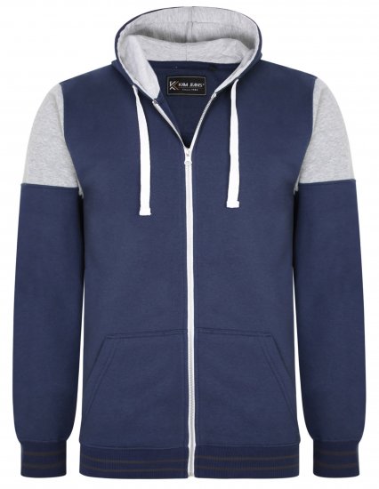 Kam Jeans 7049 Cut & Saw Sleeve Hoodie Navy - Mikiny & mikiny bez kapucne - Mikiny & Mikiny s Kapucňou 2XL-12XL
