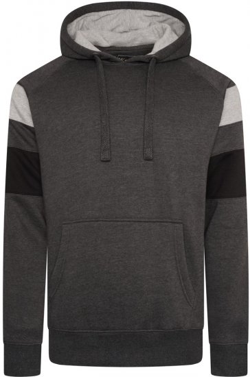 Kam Jeans 7068 Cut & Sew Over Head Hoody Charcoal - Mikiny & mikiny bez kapucne - Mikiny & Mikiny s Kapucňou 2XL-12XL