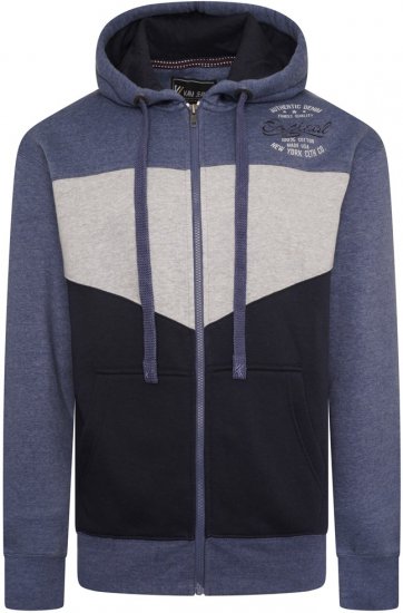 Kam Jeans 7070 Panelled Hoody with EMB Blue - Mikiny & Mikiny bez kapucne - Mikiny & Mikiny s Kapucňou 2XL-12XL
