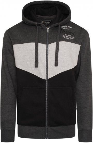 Kam Jeans 7070 Panelled Hoody with EMB Charcoal - Mikiny & mikiny bez kapucne - Mikiny & Mikiny s Kapucňou 2XL-12XL