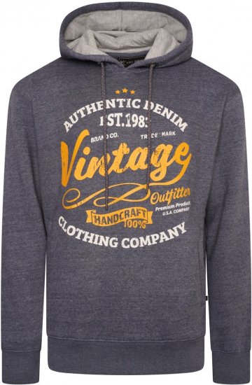 Kam Jeans 7072 Over Head Vintage EMB Hoody Blue Nights - Mikiny & mikiny bez kapucne - Mikiny & Mikiny s Kapucňou 2XL-12XL