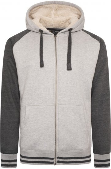 Kam Jeans 7075 Raglan Zip Thru Sherpa Hoodie Grey - Mikiny & mikiny bez kapucne - Mikiny & Mikiny s Kapucňou 2XL-12XL
