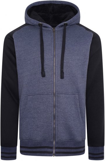 Kam Jeans 7075 Raglan Zip Thru Sherpa Hoodie Royal Blue - Mikiny & mikiny bez kapucne - Mikiny & Mikiny s Kapucňou 2XL-12XL