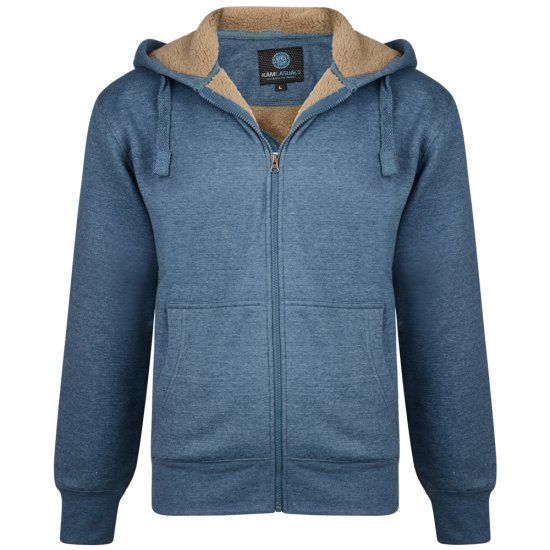 Kam Jeans 709 Sherpa Lined Hoodie Denim - Mikiny & mikiny bez kapucne - Mikiny & Mikiny s Kapucňou 2XL-12XL