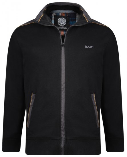 Kam Jeans 714 Shoulder Panel Sweater Black - Mikiny & mikiny bez kapucne - Mikiny & Mikiny s Kapucňou 2XL-12XL