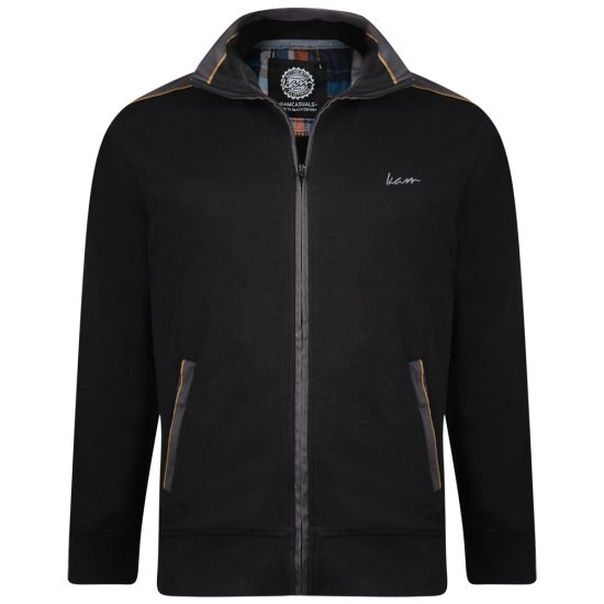 Kam Jeans 714 Shoulder Panel Sweater Black - Mikiny & mikiny bez kapucne - Mikiny & Mikiny s Kapucňou 2XL-12XL