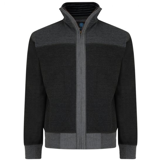 Kam Jeans 715 Full Zip Sweater Charcoal - Mikiny & mikiny bez kapucne - Mikiny & Mikiny s Kapucňou 2XL-12XL