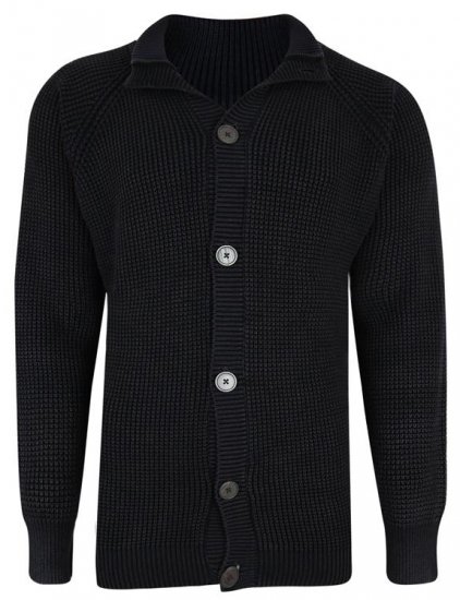 Kam Jeans 79 Washed Effect Knitted Black Cardigan - Mikiny & mikiny bez kapucne - Mikiny & Mikiny s Kapucňou 2XL-12XL