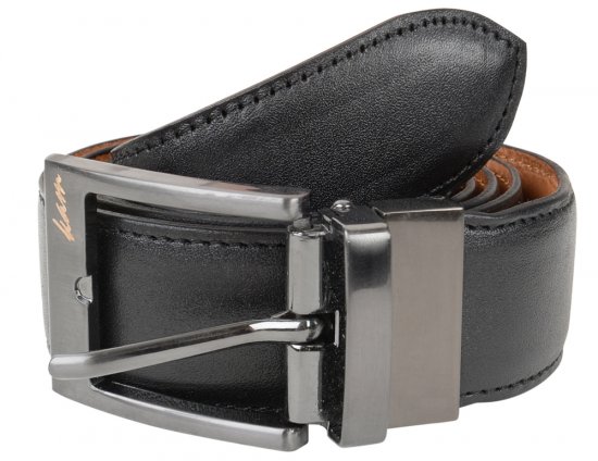 Kam Jeans 921 Leather Belt Black/Brown "Reversible", 3cm - Opasky - Opasky W40-W70/2XL-8XL