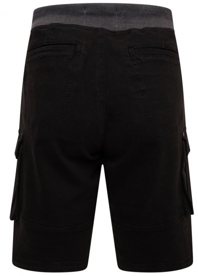 Kam Jeans Elvio Rib Waist Stretch Shorts Black - Šortky - Šortky W40-W60