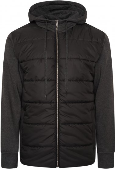 Kam Jeans KV135 Quilted Zip Thru Hoody with Padded Body & Jersey Sleeves Black TALL SIZES - PÁNSKE OBLEČENIE MT-6XLT - Veľkosti pre VYSOKÝCH
