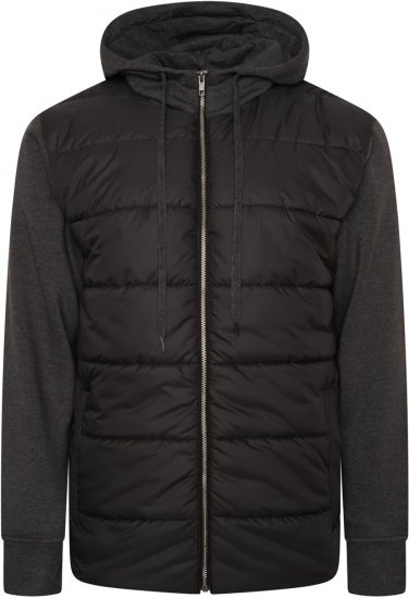 Kam Jeans KV135 Quilted Zip Thru Hoody with Padded Body & Jersey Sleeves Black - Bundy - Bundy Nadmerné Veľkosti 2XL-8XL
