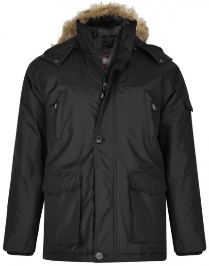 Kam Jeans KV97 Padded Winter Jacket Black - Bundy - Bundy Nadmerné Veľkosti 2XL-8XL