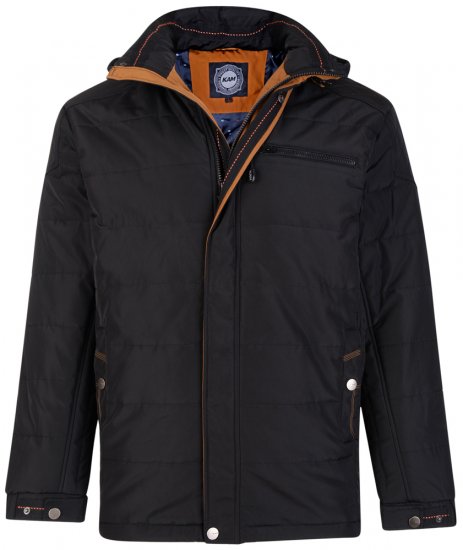 Kam Jeans KV98 Padded Jacket Black - Bundy - Bundy Nadmerné Veľkosti 2XL-8XL