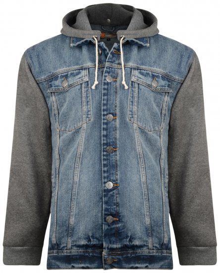 Kam Jeans Miguel Denim Jacket with Jersey Sleeves - Bundy - Bundy Nadmerné Veľkosti 2XL-8XL
