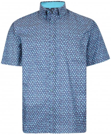 Kam Jeans P010 Premium Short sleeve Shirt Indigo - Košele - Košele 2XL-10XL