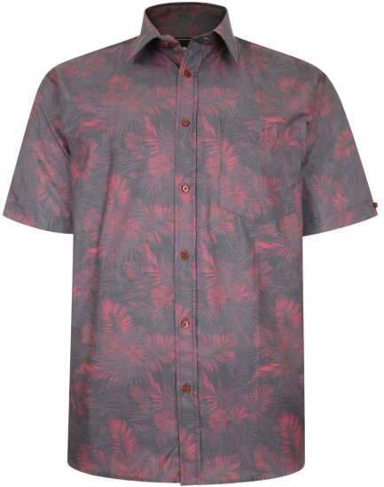 Kam Jeans P013 Premium Floral Print Shirt Burgundy - Košele - Košele 2XL-10XL
