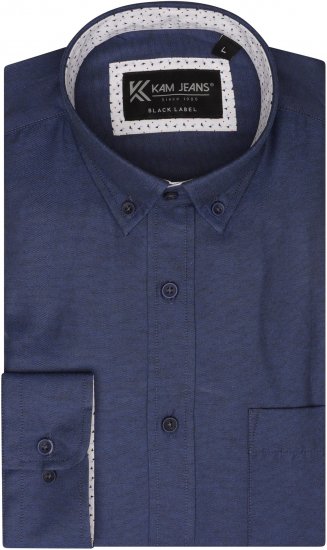 Kam Jeans P020 Premium Long sleeve Oxford Shirt Navy - Košele - Košele 2XL-10XL