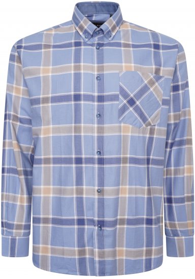 Kam Jeans P038 LS Premium Cotton Check Shirt Denim - Košele - Košele 2XL-10XL