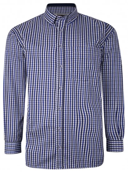 Kam Jeans P640 Premium Gingham Check Shirt LS Navy - Košele - Košele 2XL-10XL