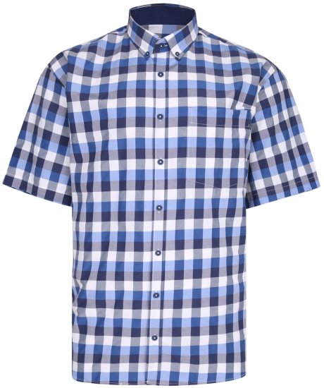 Kam Jeans 642 Premium Short Sleeve Shirt Blue - Košele - Košele 2XL-10XL