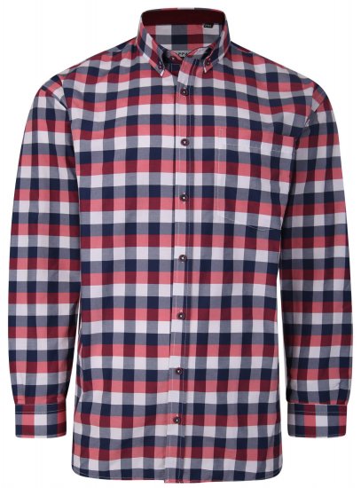 Kam Jeans P642 Premium Large Check Shirt LS Red - Košele - Košele 2XL-10XL