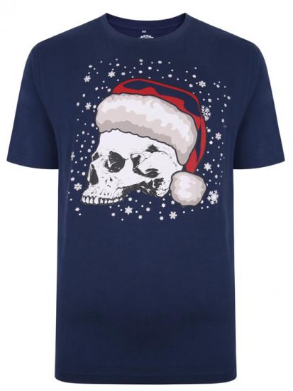 Kam Jeans X008 Santa Skull Print T-Shirt Navy - Tričká - Nadrozmerné tričká - 2XL-14XL