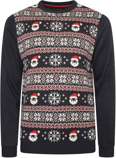 Kam Jeans X032 Snowflake Santa Xmas Sweatshirt Navy - Mikiny & mikiny bez kapucne - Mikiny & Mikiny s Kapucňou 2XL-12XL